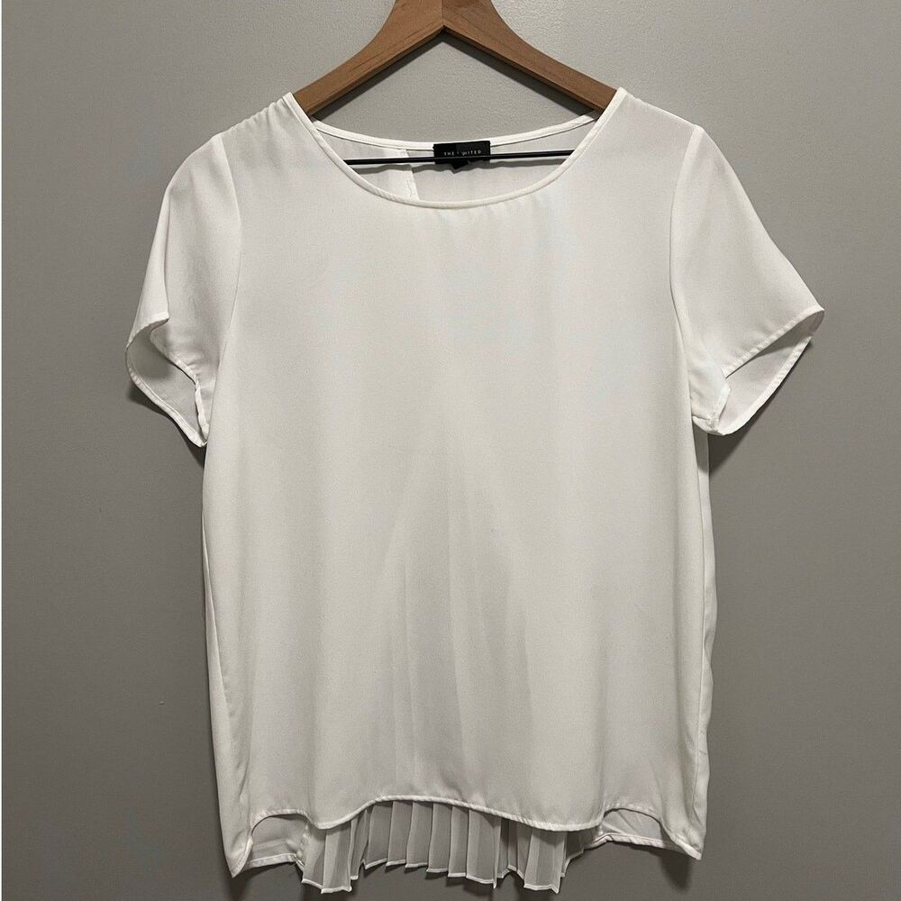 Women's White Blouse with Pleated Back Short Sleeve by The Limited Size Small